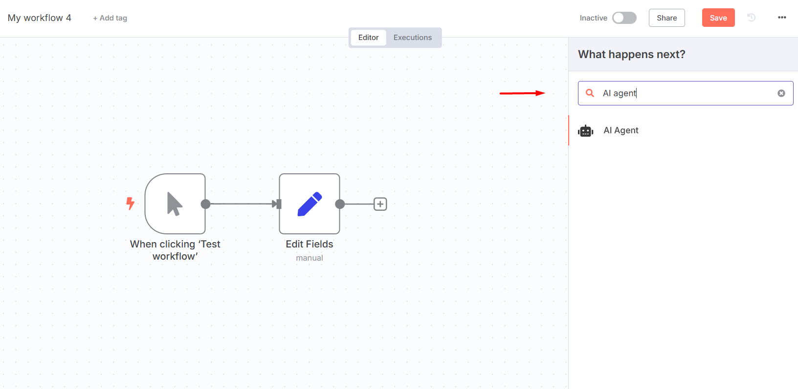 Cách sử dụng node AI Agent cơ bản