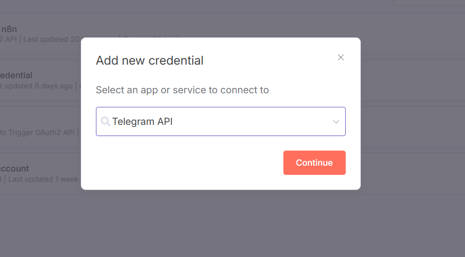 Cách xác thực credential Telegram cho n8n (tại quốc gia chưa bị chặn Telegram) 6 Tạo Credential trong n8n