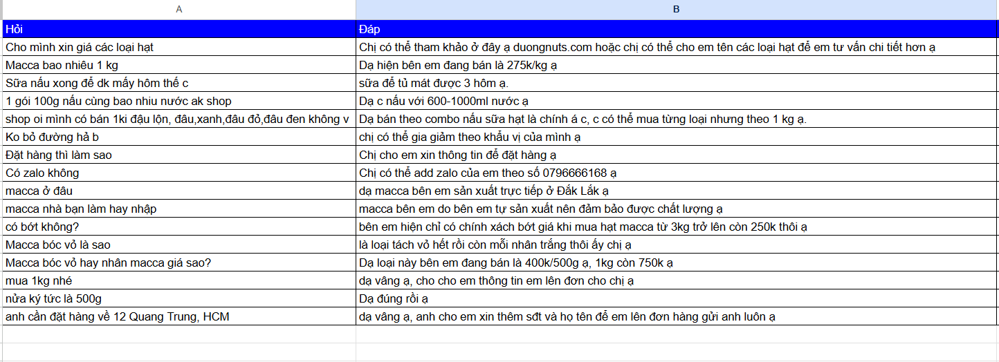 Hướng dẫn cách tạo chatbot Zalo cá nhân với n8n cực dễ 2 Bảng FAQs