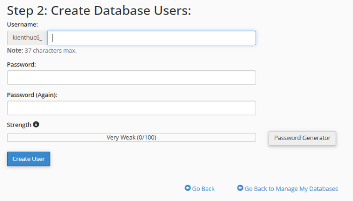 Bật mí cách chuyển website WordPress sang hosting mới không lỗi 20 Tạo database trên hosting mới