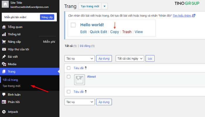 Cách tạo blog WordPress miễn phí trên WordPress.com cho người mới 14 Thêm trang quan trọng