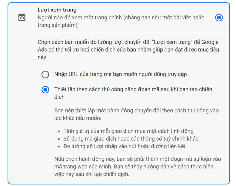 Thiết lập chuyển đổi (Tùy chọn)