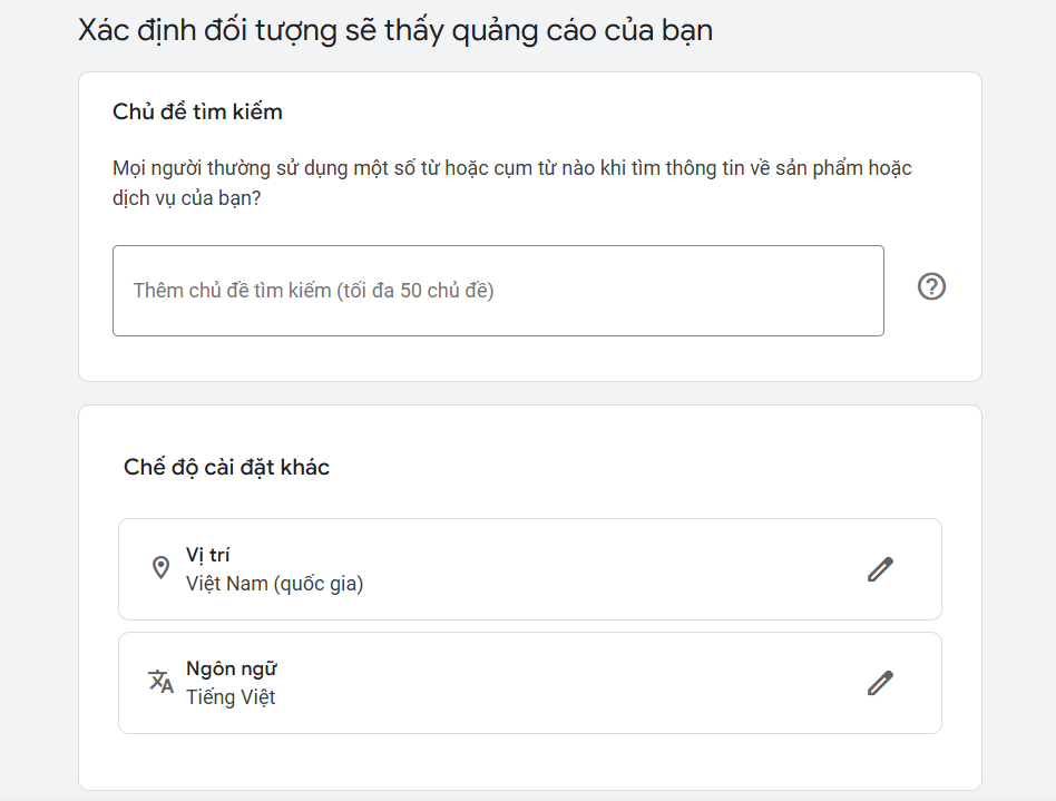 Xác định đối tượng sẽ thấy quảng cáo của bạn