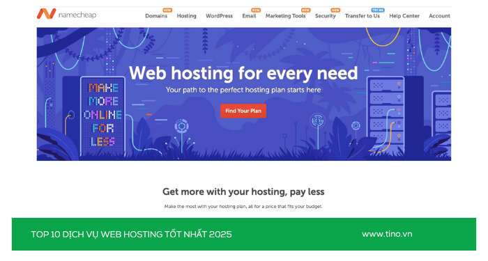 Nên thuê hosting ở đâu? Top 10 dịch vụ web hosting tốt nhất 2025 8 Nhà cung cấp Namecheap (Quốc tế - Hệ sinh thái toàn diện)