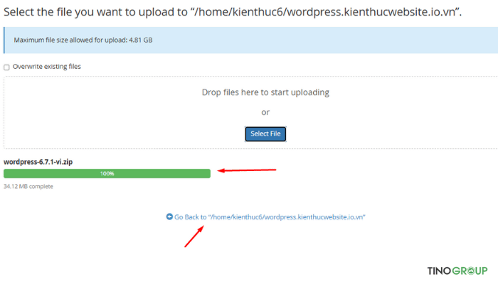 Upload mã nguồn WordPress