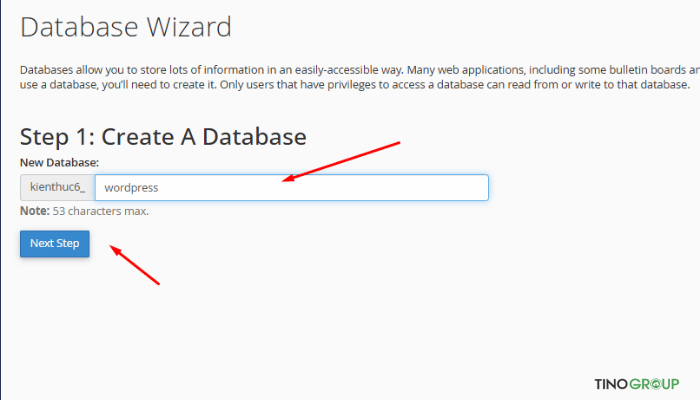 Tạo database