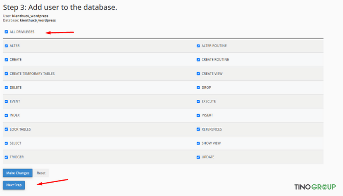 Tạo database