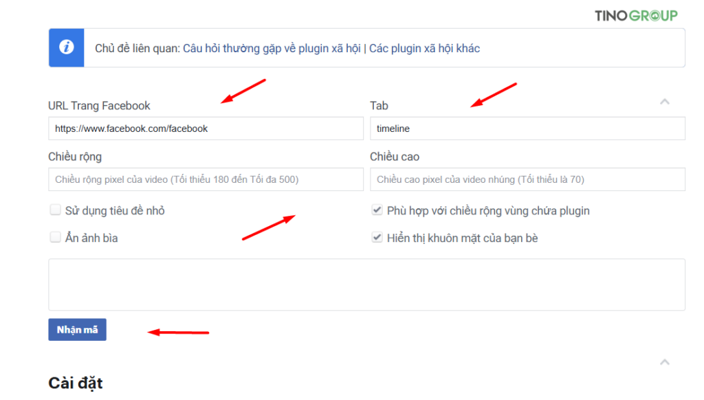 Tạo mã nhúng từ Facebook Page Plugin