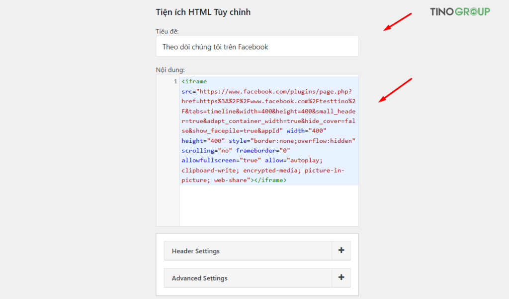 Tạo mã nhúng từ Facebook Page Plugin