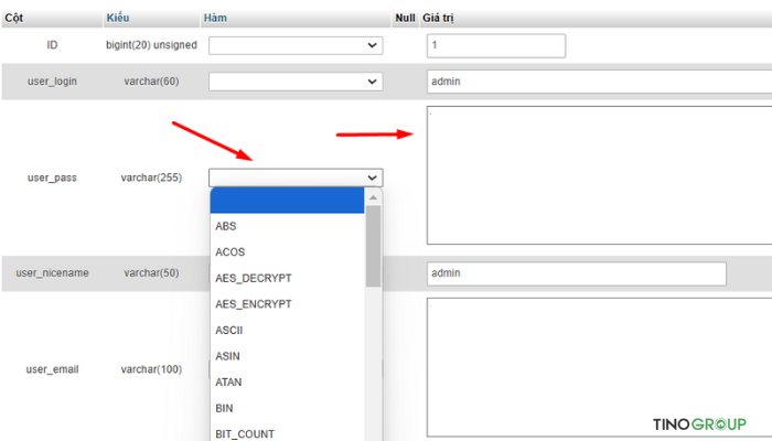 Hướng dẫn cách đổi mật khẩu và lấy lại mật khẩu WordPress (Chi tiết cho người mới) 8 Đổi mật khẩu/lấy lại mật khẩu trong cơ sở dữ liệu (Database)