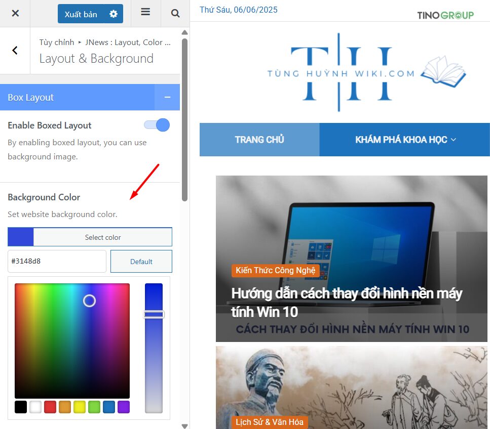 Sử dụng WordPress Theme Customizer (Trình tùy biến giao diện)