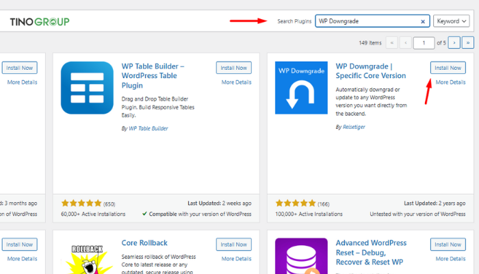 Cách hạ cấp WordPress bằng plugin WP Downgrade