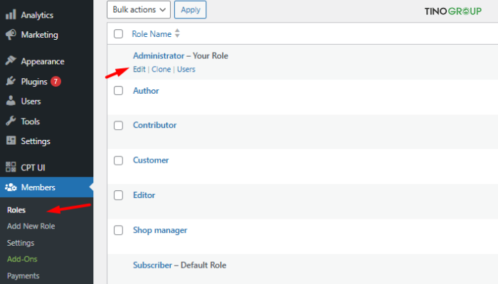 Sử dụng plugin Members – Membership & User Role Editor Plugin