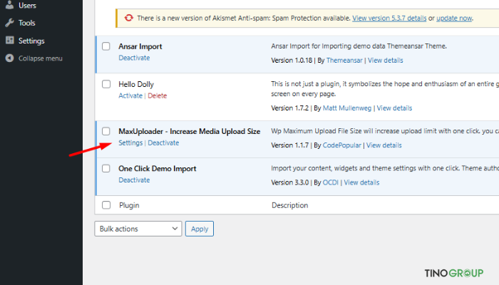 Hướng dẫn cách tăng maximum upload file size cho WordPress chi tiết A-Z 10 Sử dụng plugin MaxUploader – Increase Media Upload Size