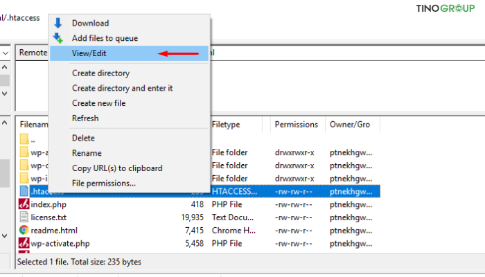 Hướng dẫn cách tạo file .htaccess đúng chuẩn cho WordPress 11 Tạo file .htaccess bằng SFTP hoặc FTP Client (FileZilla)