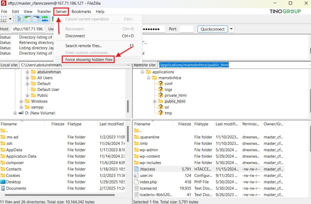 Hướng dẫn cách tạo file .htaccess đúng chuẩn cho WordPress 4 Cách tìm file .htaccess bằng FileZilla FTP