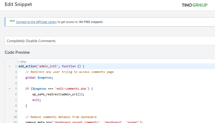 Cách tắt bình luận trên website WordPress – Hướng dẫn chi tiết cho người mới (2025) 5 Sử dụng plugin WPCode để tắt bình luận hoàn toàn
