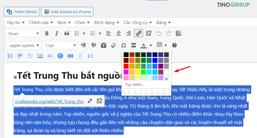 Cách thay đổi font chữ và màu chữ trong WordPress cực dễ 2025 9 Thay đổi màu chữ trong trình soạn thảo Cổ điển (Classic Editor)