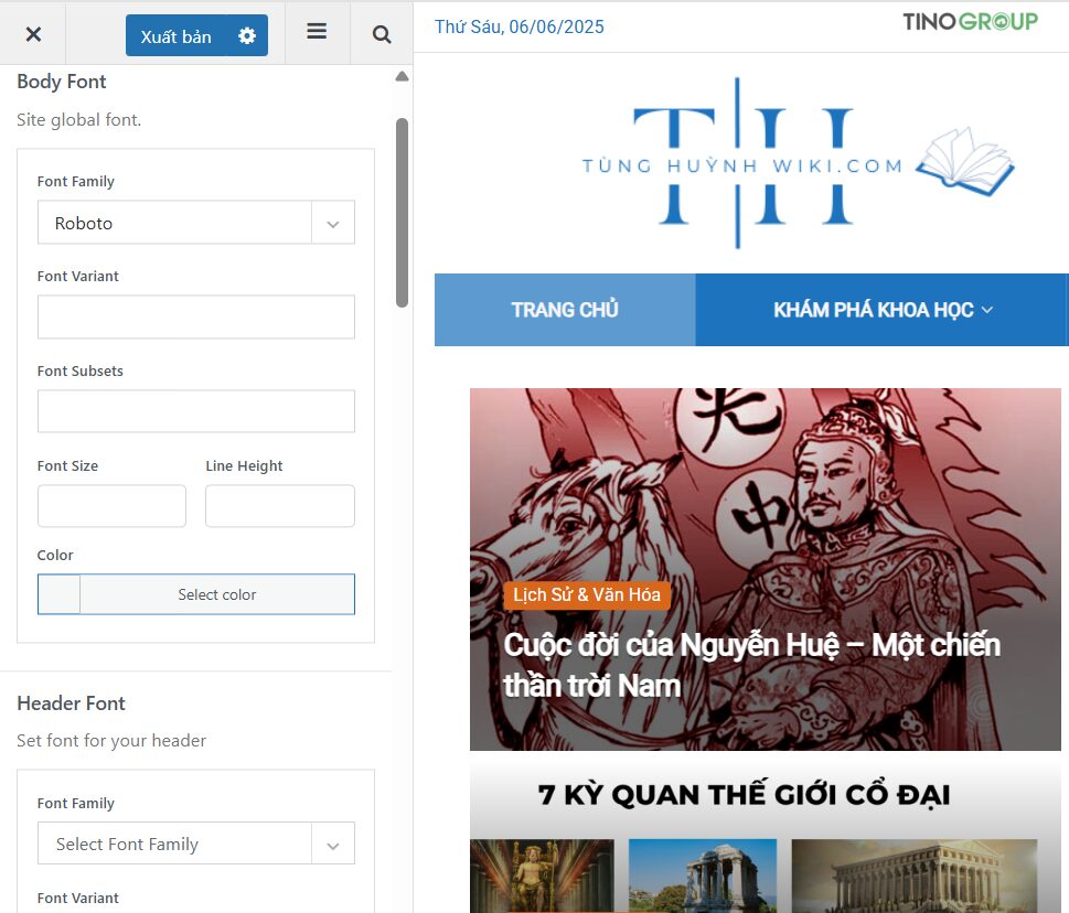 Cách thay đổi font chữ và màu chữ trong WordPress cực dễ 2025 17 Sử dụng Tùy chọn có sẵn của Theme (Theme Options)