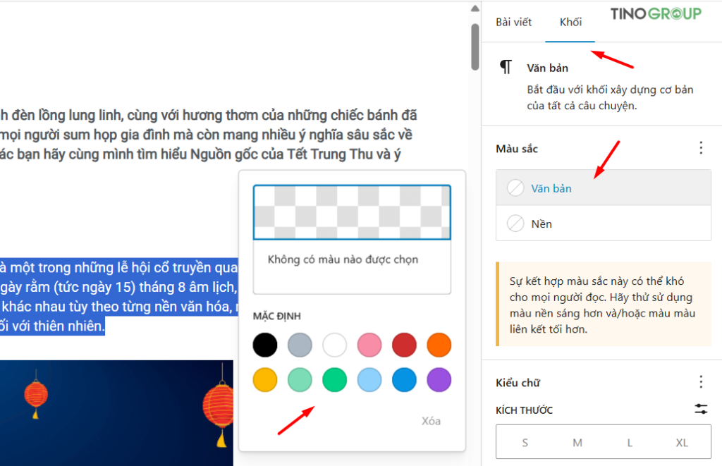 Cách thay đổi font chữ và màu chữ trong WordPress cực dễ 2025 3 Thay đổi màu chữ trong trình soạn thảo Khối (Block Editor - Gutenberg)