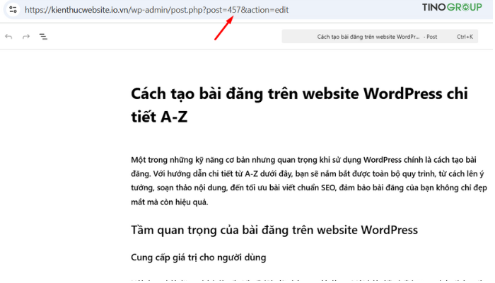Cách tìm ID bài đăng và ID trang trong WordPress dễ dàng 8 Tìm ID bài đăng bằng trình chỉnh sửa văn bản WordPress