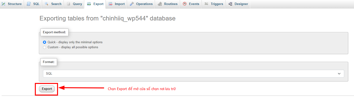 Cách backup website WordPress: hướng dẫn tự động và thủ công 26 Sao lưu dữ liệu (database) của website