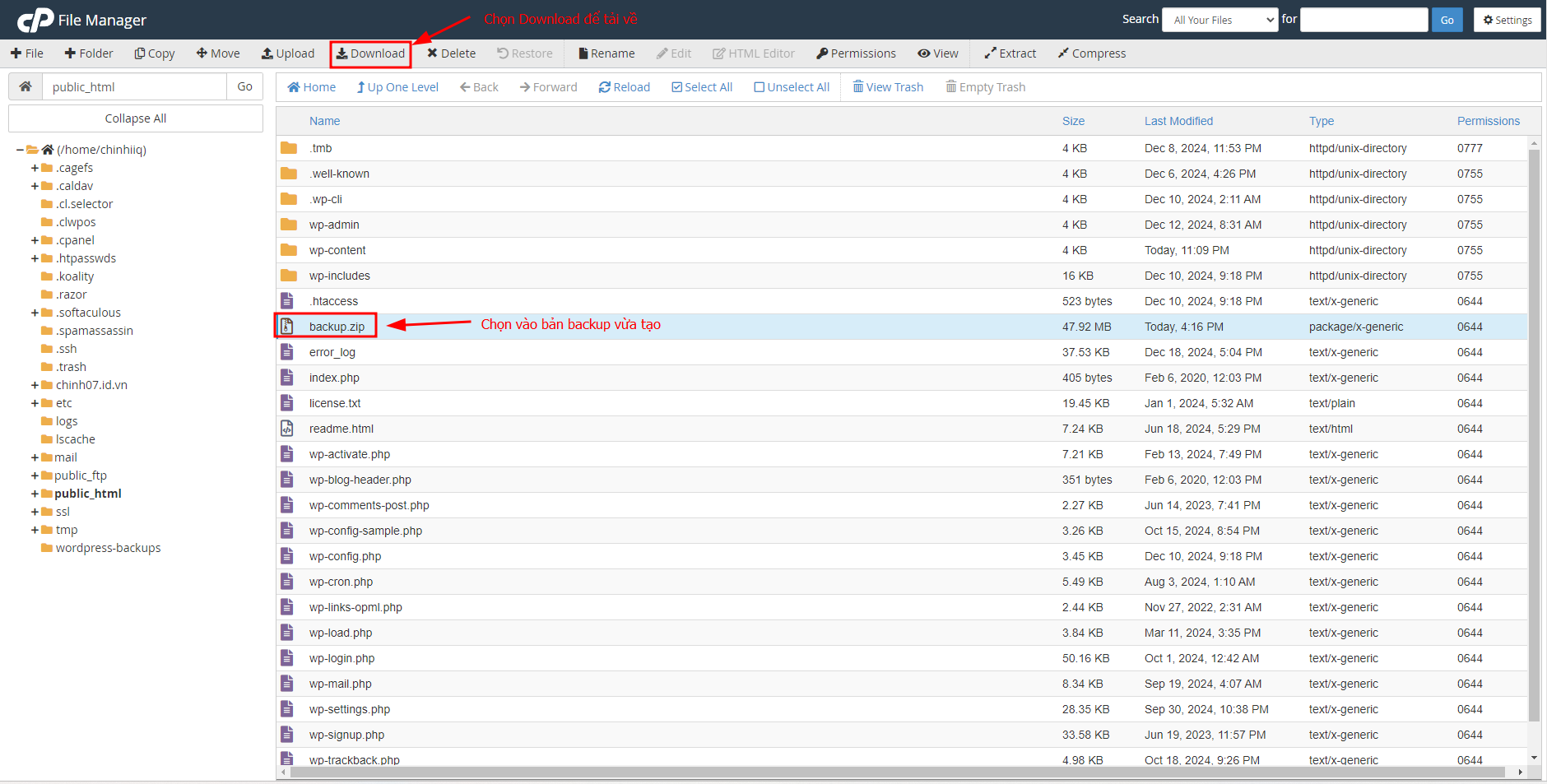 Cách backup website WordPress: hướng dẫn tự động và thủ công 20 Sao lưu mã nguồn (source code) của website