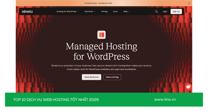 Nên thuê hosting ở đâu? Top 10 dịch vụ web hosting tốt nhất 2025 7 Nhà cung cấp Kinsta (Quốc tế - Managed WordPress cao cấp)