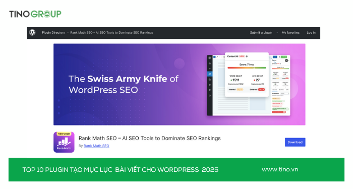 Top 10 Plugin tạo mục lục bài viết cho WordPress 2025 (Chuẩn SEO & UX) 9 Rank Math SEO (TOC Block)