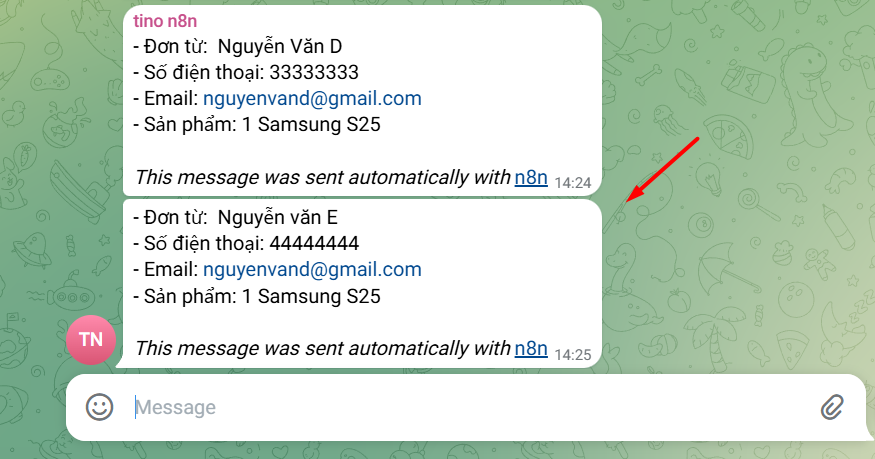 Cách sử dụng Telegram Proxy API của Tino để kết nối Telegram với n8n 8 Cách sử dụng Telegram Proxy API của Tino