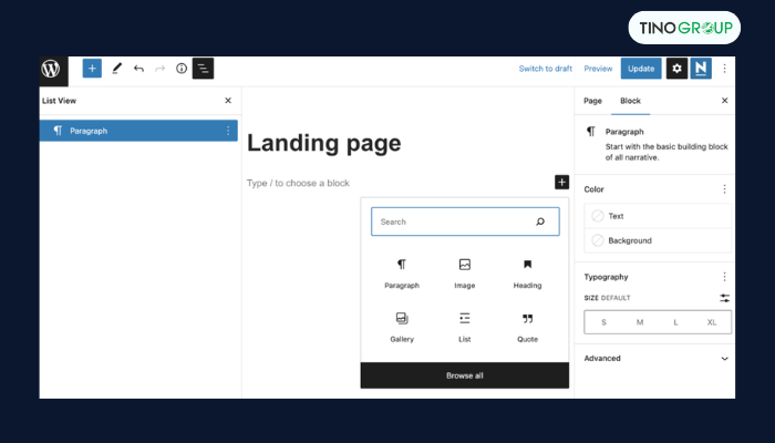 Hướng dẫn cách tạo landing page trên WordPress từ A-Z (dễ dàng và hiệu quả) 16 Tùy chỉnh landing page với Gutenberg Editor