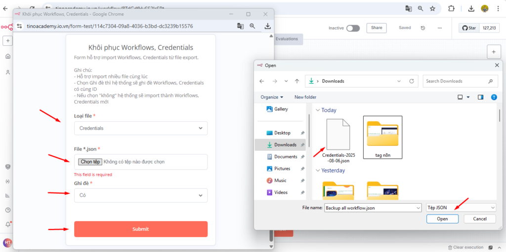 Cách restore credential