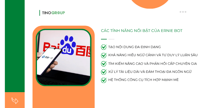 Các tính năng nổi bật của ERNIE Bot