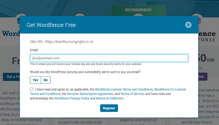 Cài đặt và kích hoạt Wordfence miễn phí 30 ngày