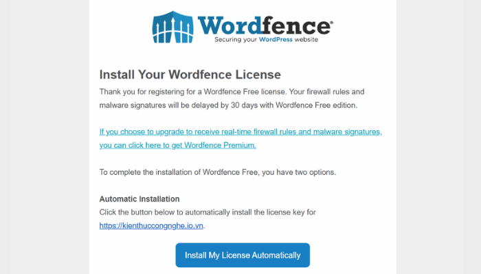 Cài đặt và kích hoạt Wordfence miễn phí 30 ngày