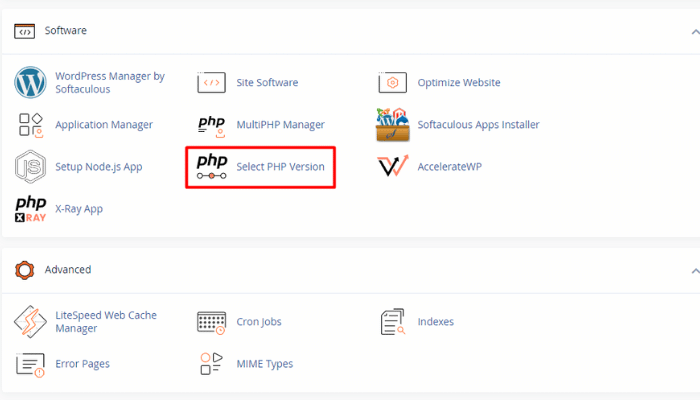 Hướng dẫn cách sửa lỗi 500 Internal Server Error trên website WordPress 12 Thay đổi một phiên bản PHP khác