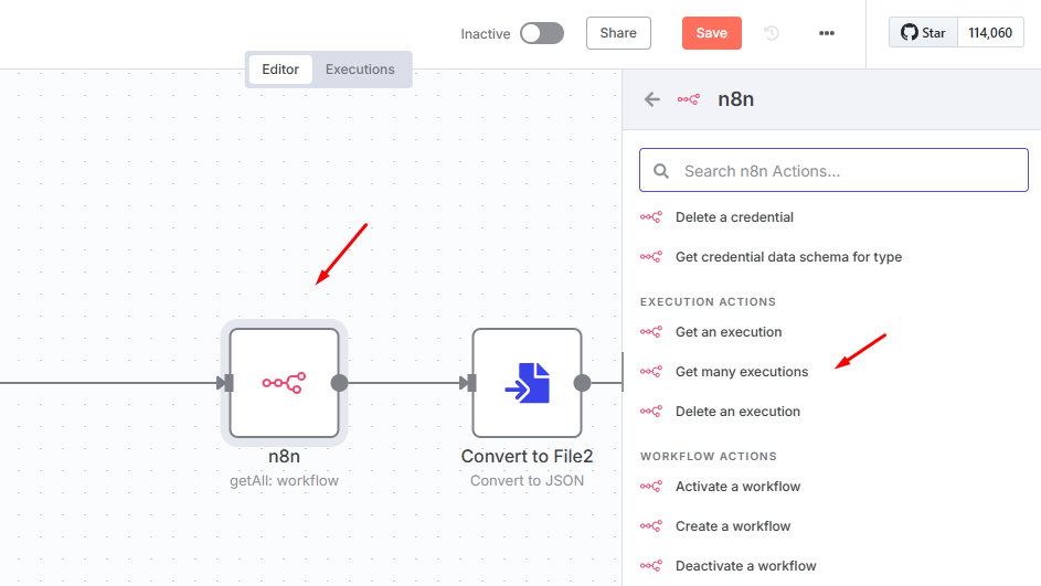 Cấu hình node n8n để lấy Workflow