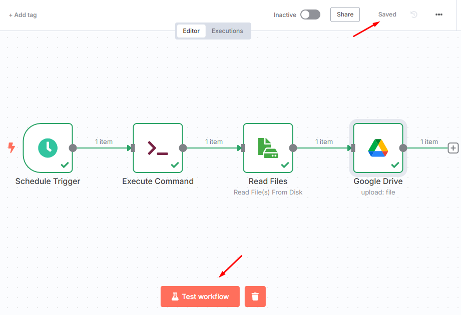 Lưu và kích hoạt workflow