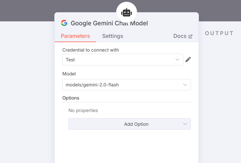 Hướng dẫn cách tạo workflow crawl dữ liệu website với n8n đơn giản 15 Google Gemini Chat Model