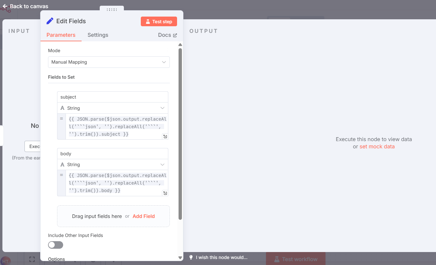 Hướng dẫn cách tạo workflow crawl dữ liệu website với n8n đơn giản 16 Thêm node Set