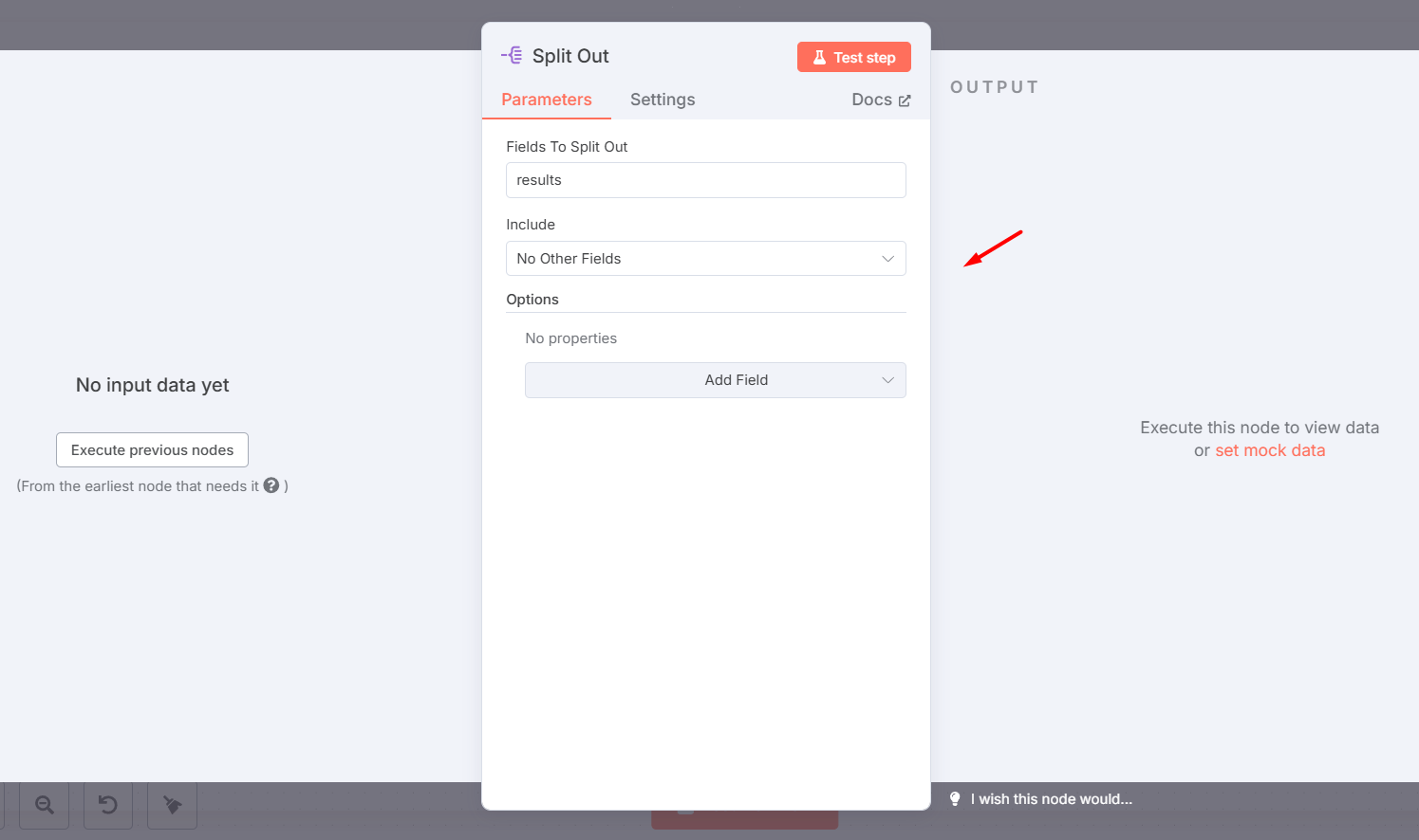 Hướng dẫn cách tạo workflow crawl dữ liệu website với n8n đơn giản 11 Thêm node Split Out