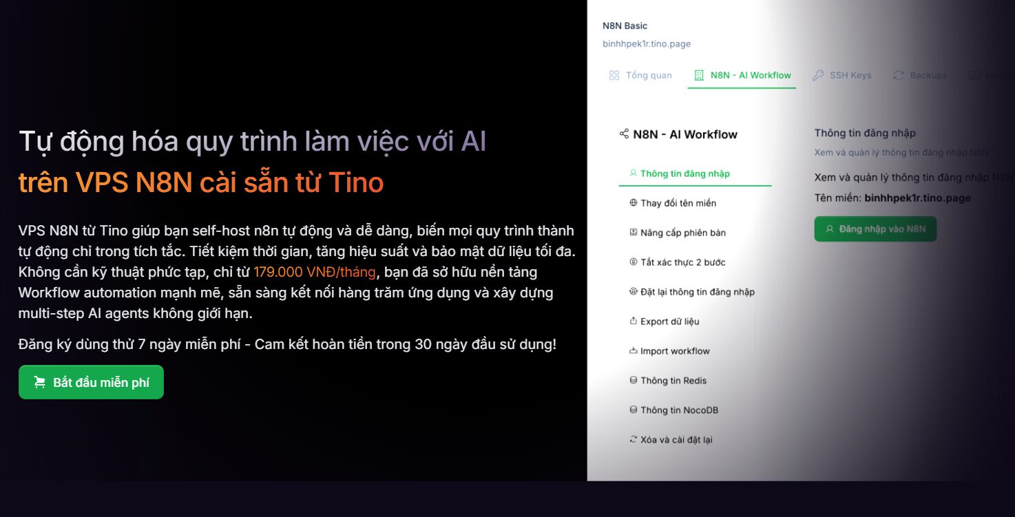 n8n có chạy được trên hosting không? Đâu là giải pháp tối ưu cho tự động hóa? 6 Giải pháp VPS n8n cài sẵn từ Tino
