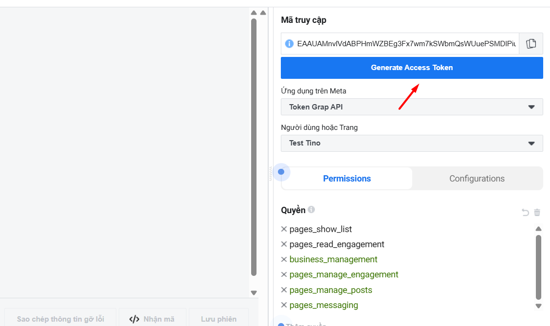 Hướng dẫn cách tạo Access Token Facebook Graph API để kết nối với n8n 30 Tạo User Token