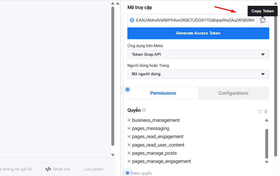 Hướng dẫn cách tạo Access Token Facebook Graph API để kết nối với n8n 32 Tạo User Token