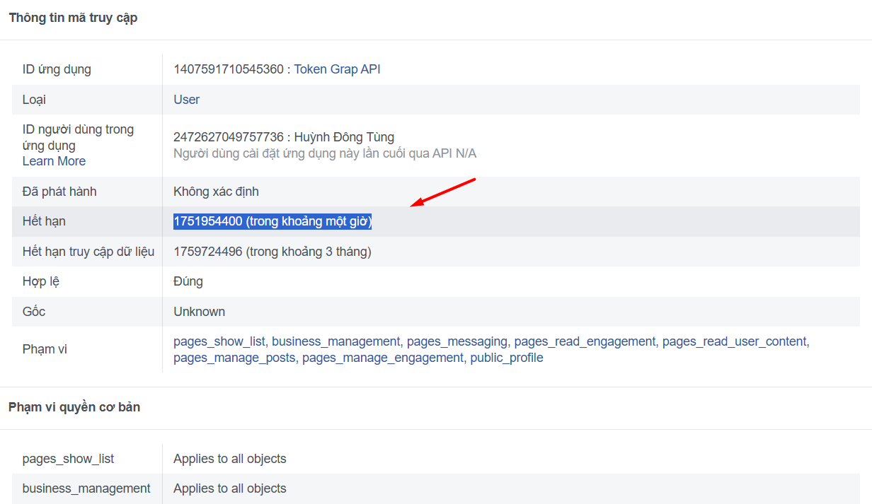 Hướng dẫn cách tạo Access Token Facebook Graph API để kết nối với n8n 35 Chuyển đổi thành User Token dài hạn và lấy Page Token