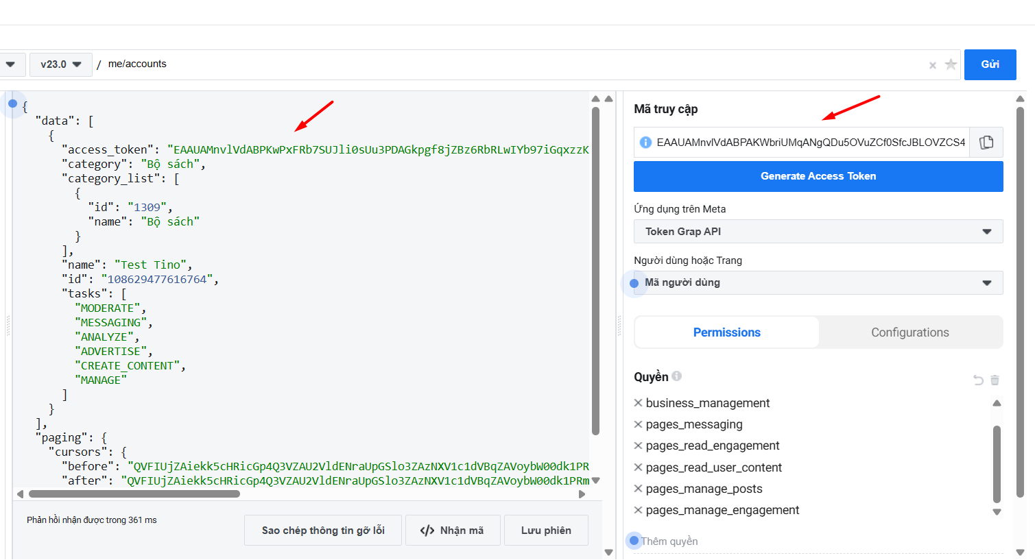 Hướng dẫn cách tạo Access Token Facebook Graph API để kết nối với n8n 39 Chuyển đổi thành User Token dài hạn và lấy Page Token