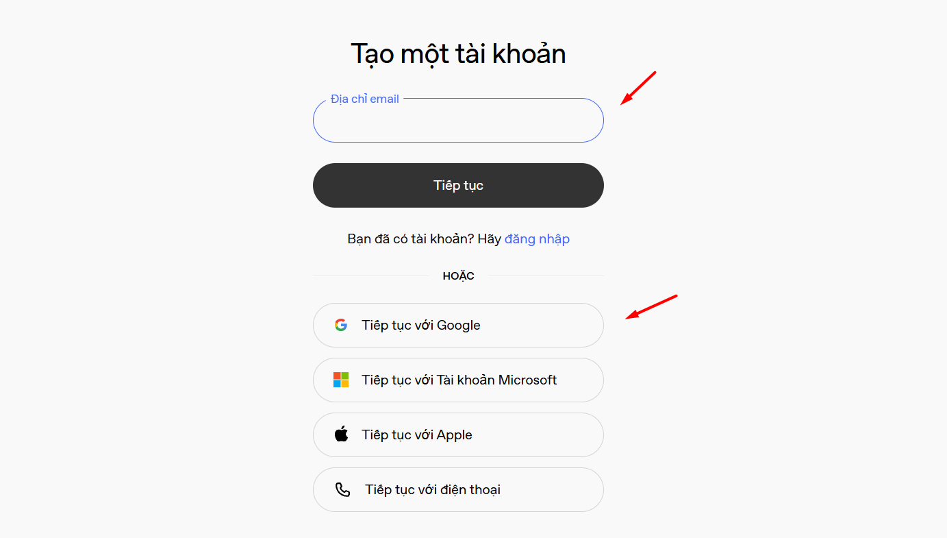 Đăng ký tài khoản ChatGPT