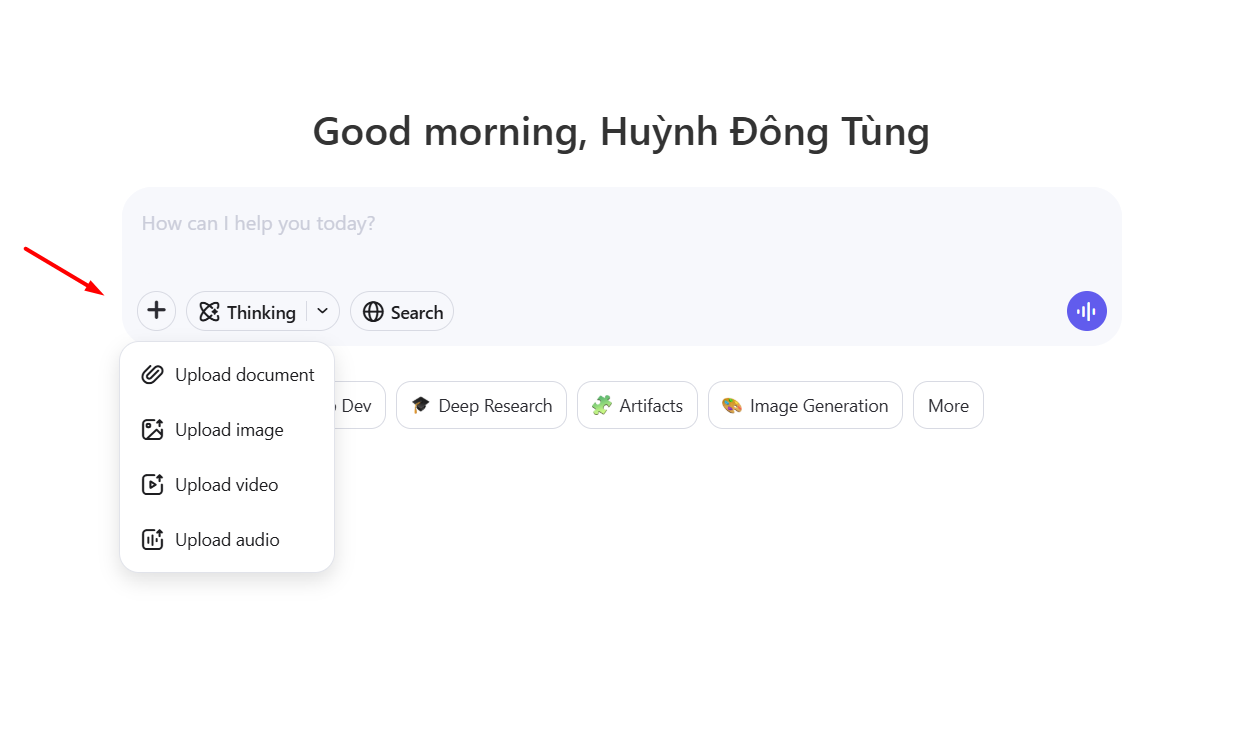 Khu vực tương tác chính