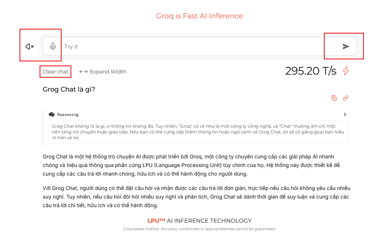 Groq Chat là gì? Hướng dẫn cách đăng ký và sử dụng Groq Chat 2025 11 Nhập liệu và gửi tin nhắn