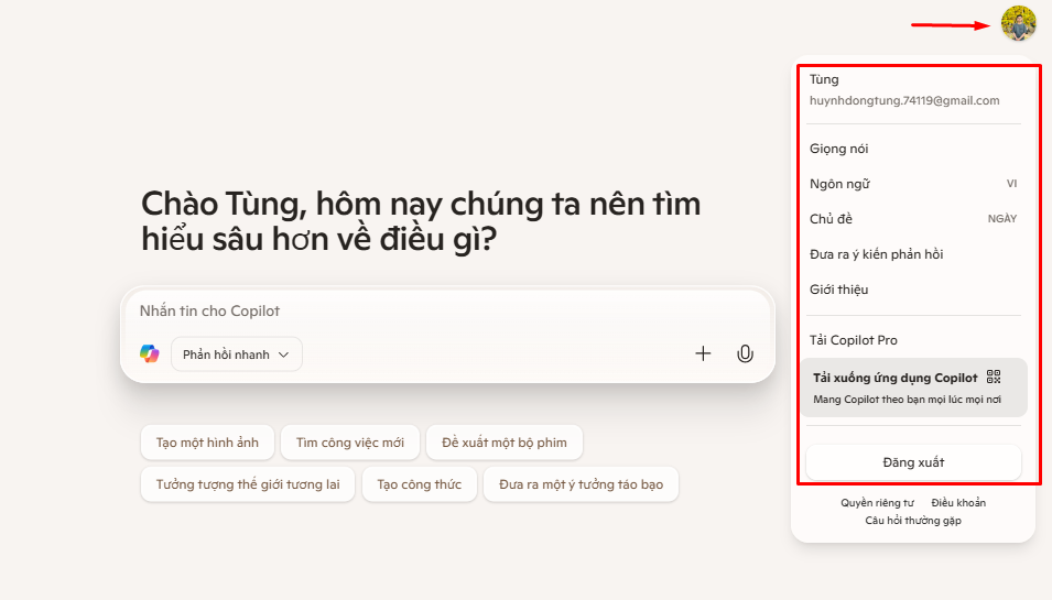 Cài đặt tài khoản